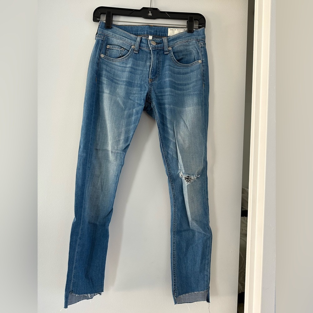 Rag And Bone Distressed Raw Hem Capri Jeans Size 24